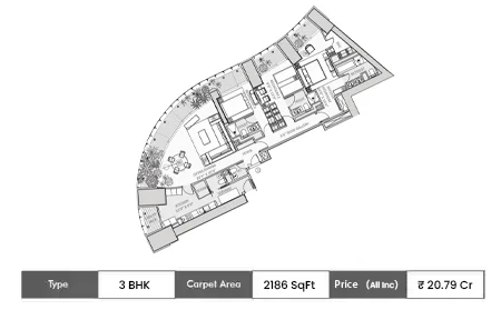 3 BHK 2186 SqFt
